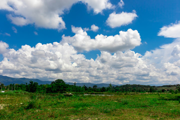 landscape with blue sky and clouds