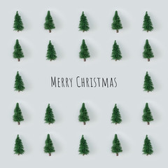 Creative Christmas tree pattern with bright background. Minimal winter flat lay holiday concept. Merry Christmas