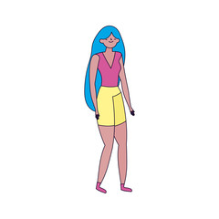 young woman cartoon character standing