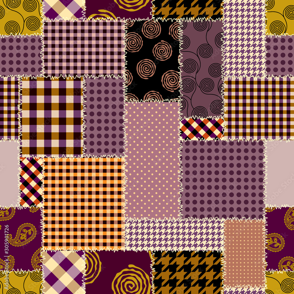Poster Patchwork textile pattern. Seamless quilting design background.