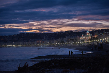 South of France, Cote d'Azur, Nice city, sunset after a storm