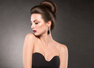 Classic portrait woman fashion female make up style beauty concept shoulders and neck natural