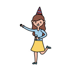 Woman with happy birthday hat vector design