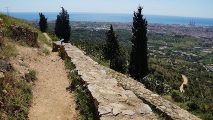 Antique ruins in the Pyrenees mountains on the Mediterranean coast