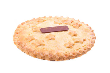 New Year Apple Pie On White Background