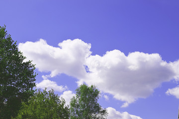 heart shape clouds with  ultra violet sky