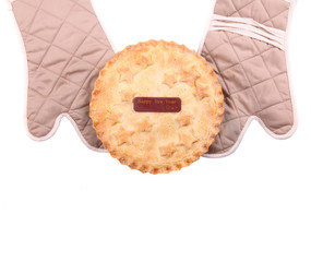 New Year Apple Pie On White Background