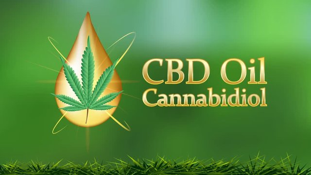 CBD oil cannabidiol logo and icon ,Video animation on green background.