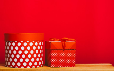 gift box with red ribbon and bow