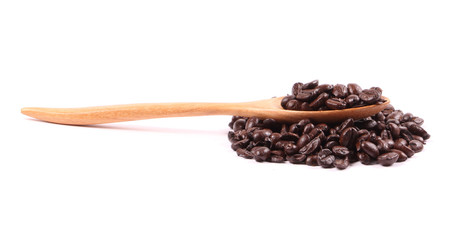 Coffee bean in wooden spoon