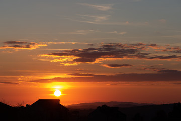Fototapeta na wymiar Sicilian Hills at Sunset, Caltanissetta, Sicily, Italy, Europe