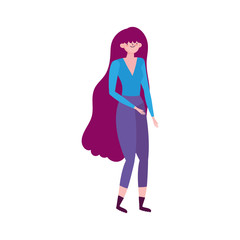 young woman cartoon character standing