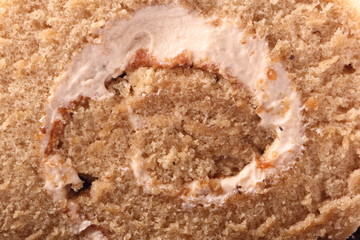 Coffee roll cake with coffee beans