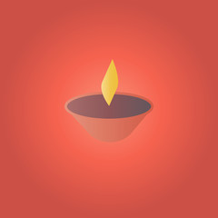 on the occasion of Diwali. The candle burns. Background vector red