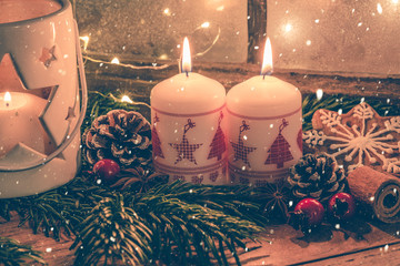 christmas decoration with candle 2nd. advent 