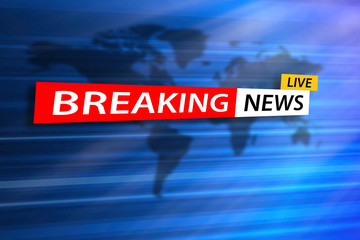Breaking news live on world map concept design