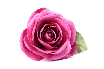 Pink beautiful rose made from paper