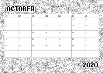 2020 Antisterss calendar planner, doodle coloring book