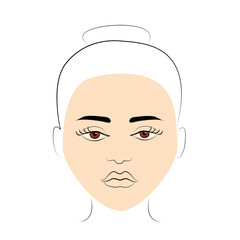 Illustration on a white background outline of the human female face for makeup. Face chart template for make up.How to put on perfect make up. Contouring for face shapes. Line vector illustration.