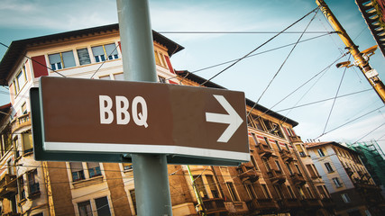 Obraz premium Street Sign to BBQ