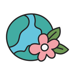 Isolated planet and flower vector design