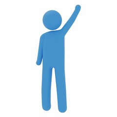 手を振りあげるピクトグラム3DCG