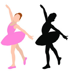 isolated, silhouette of a child ballerina dancing