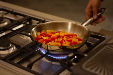 cooking in the kitchen