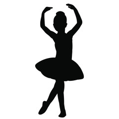 vector, isolated, silhouette of a girl child ballerina dancing - obrazy, fototapety, plakaty