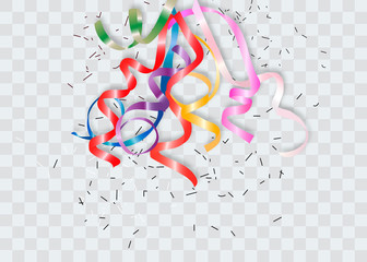 Confetti background isolated. Colorful ribbons burst. Vector festive illustration.