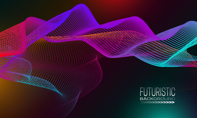 Futuristic glowing dotty stream background design. Cyberspace style banner template.
