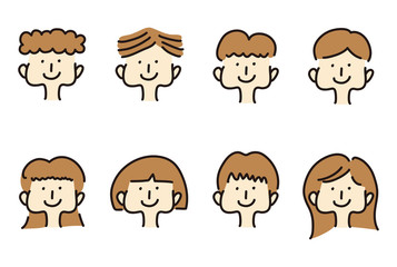 手描きの人物イラスト セット