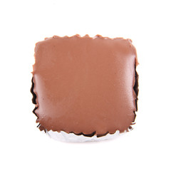 Chocolate and vanilla cake isolated on white background