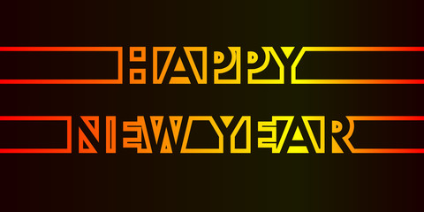 Fototapeta premium Happy New Year - greeting card, invitation, poster, flyer - warm continuous outline letters - vector