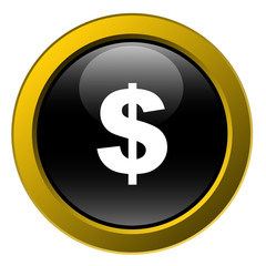 black button with white dollar icon