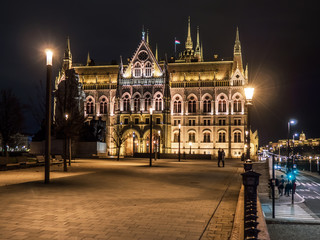 Budapest parliament from side at night