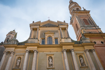 Streets of the French city of Menton on a cloudy day