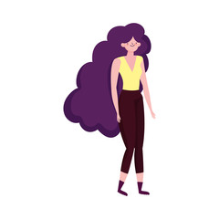 young woman cartoon character standing