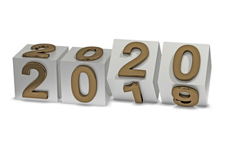 New year 2020 over cubes