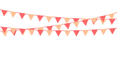 Bunting flags party decoration in pastel colors. Colorful vector.