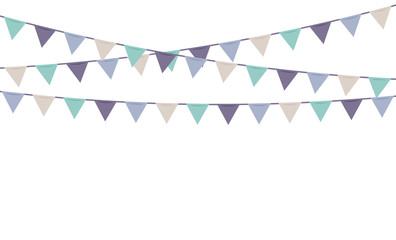 Obraz premium Bunting flags party decoration in pastel colors. Colorful vector.