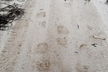 Footprints in the sand.