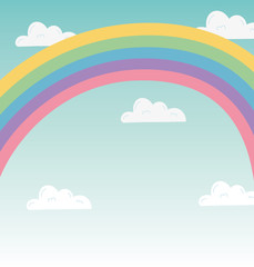 Rainbow with clouds vector design