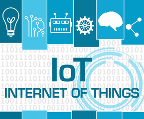 IoT - Internet Of Things Blue Binary Stripes Symbols 