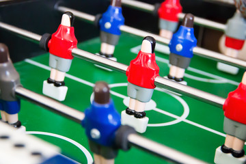 Closeup of foosball players