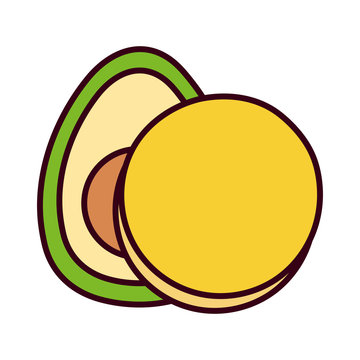 avocado and yellow fruit cartoon style clip art preview