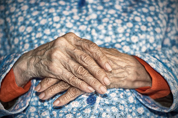 Hands of elderly person