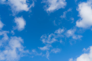 Blue sky with group of tiny clouds. Panorama background