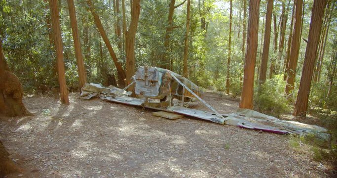Plane wreckage of VH-RYU Cessna 172D Skyhawk in the Watagans State Forest, New South Wales, Australia