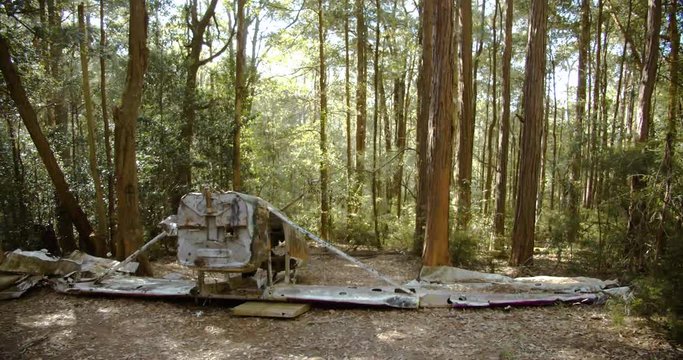 Plane wreckage of VH-RYU Cessna 172D Skyhawk in the Watagans State Forest, New South Wales, Australia